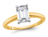 1.50 Carat (ctw VS2, G-H) Emerald-Cut Certified Lab-Grown Diamond Solitaire Engagement Ring in 14K Yellow Gold