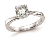1.00 Carat (ctw VS2-VS1, D-E-F) IGI Certified Lab-Grown Diamond By-Pass Engagement Ring in 14K White Gold