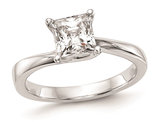 1.00 Carat (ctw VS2, D-E-F) Certified Princess Lab-Grown Diamond By-Pass Engagement Ring in 14K White Gold
