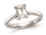 1.00 Carat (ctw VS2, G-H) Emerald-Cut Certified Lab-Grown Diamond Solitaire Engagement Ring in 14K White Gold