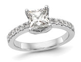1.20 Carat (ctw VS2, D-E-F) Certified Princess Lab-Grown Diamond By-Pass Engagement Ring in 14K White Gold