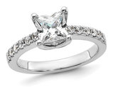 1.90 Carat (ctw VS2, D-E-F) Certified Princess Lab-Grown Diamond By-Pass Engagement Ring in 14K White Gold
