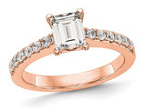 1.31 Carat (ctw VS2, G-H) Emerald-Cut Certified Lab-Grown Diamond Engagement Ring 14K Rose Gold