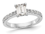 1.31 Carat (ctw VS2, G-H) Emerald-Cut Certified Lab-Grown Diamond Engagement Ring 14K White Gold
