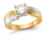 1.00 Carat (ctw VS2-VS1, D-E-F) IGI Certified Lab-Grown Diamond By-Pass Engagement Ring 14K Yellow Gold
