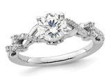 1.25 Carat (ctw VS2, D-E-F) IGI Certified Round Lab-Grown Diamond Engagement Ring 14K White Gold
