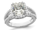 2.85 Carat (ctw VS2, D-E-F) GCAL Certified Lab-Grown Pear Diamond Engagement Ring 14K White Gold
