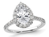 2.10 Carat (ctw VS2, G-H) GCAL Certified Lab-Grown Pear Diamond Engagement Ring 14K White Gold