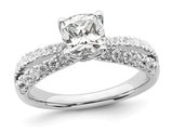 1.80 Carat (ctw VS2-VS1, D-E-F) Certified Cushion-Cut Lab Grown Diamond Engagement Ring in 14K White Gold