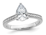1.20 Carat (ctw VS2, D-E-F) Certified Lab-Grown Pear Diamond Engagement Ring 14K White Gold