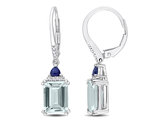 4.10 Carat (ctw) Aquamarine and Blue Sapphire Dangle Earrings in 14K White Gold