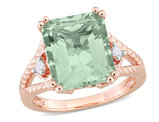 5.67 Carat (ctw) Green Quartz and White Topaz Ring in Pink Sterling Silver