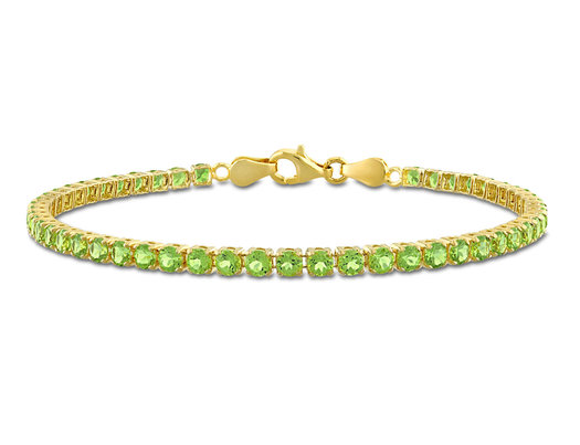 4.50 Carat (ctw) Peridot Bracelet in Yellow Sterling Silver (7.25 Inches)