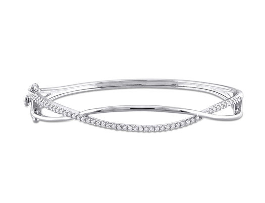 1/2 Carat (ctw) Lab-Created Moissanite Bangle Bracelet in Sterling Silver