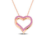 1/2 Carat (ctw) Lab-Created Pink Sapphire Pendant Necklace in Rose Sterling Silver with Chain