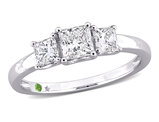 1.00 Carat (ctw VS1-VS2, G-H) Lab-Grown Princess Diamond Three Stone Ring in 14K White Gold