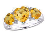 3.00 Carat (ctw) Citrine Heart Three Stone Ring in Sterling Silver