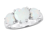 2.22 Carat (ctw) Opal Heart Three Stone Ring in Sterling Silver