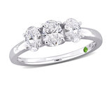 1.00 Carat (ctw VS1-VS2, G-H) Lab-Grown Oval Diamond Three Stone Ring in 14K White Gold