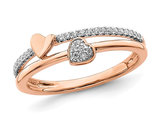 1/8 Carat (ctw SI1-SI2, G-H) Lab-Grown Diamond Band Twin Heart Ring in 14K Rose Gold (SIZE 7)