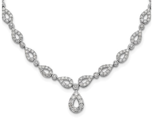 2.74 Carat (ctw SI1-Si2, G-H) Lab-Grown Diamonds Teardrop Necklace 14K White Gold