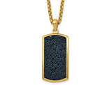 Men's Black Wire Inlay Dog Tag Pendant Necklace in Yellow Stainless Steel with Chain