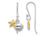 Sterling Silver Starfish and Shell Dangle Earrings