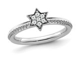 Star Ring with Diamonds 1/5 Carat (ctw) in 14K White Gold