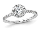 3/4 Carat (ctw G-H, SI1-SI2) Lab Grown Diamond Engagement Halo Ring in 14K White Gold