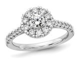 1.00 Carat (ctw D-E-F, VS1-VS2) Lab Grown Diamond Engagement Halo Ring in 14K White Gold