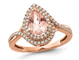 1.30 Carat (ctw) Pear Morganite Engagement Ring in 14K Rose Gold with Diamonds (SIZE 7)