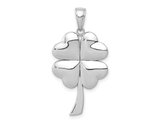 14K White  Gold Polished Clover Leaf Heart Charm Pendant (NO Chain)