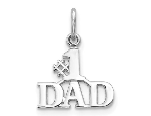 10K White Gold  #1 DAD Charm Pendant (NO CHAIN)