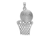 14K White Gold Basketball In Net Pendant Charm (NO CHAIN)