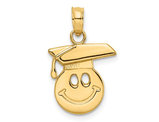 14K Yellow Gold Smiley Face with Graduation Cap Charm Pendant (NO CHAIN)