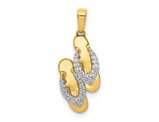 14K Yellow Gold Flip Flops Charm Pendant with Accent Diamonds (NO CHAIN)