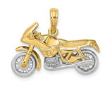 14K Yellow Gold 3-D Motorcycle Pendant Charm Necklace (NO CHAIN)