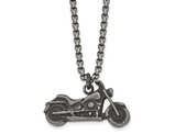 Stainless Steel Antiqued Motorcycle Pendant Necklace with Chain