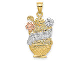 14K Yellow Gold Mom Flower Basket Pendant (NO CHAIN)