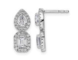 7/8 Carat (ctw) Lab-Grown Diamond Halo Dangle Earrings in 14K White Gold