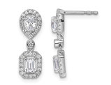 7/8 Carat (ctw) Lab-Grown Diamond Halo Dangle Earrings in 14K White Gold