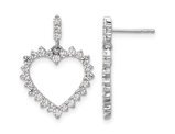 1.00 Carat (ctw) Lab-Grown Diamond Heart Dangle Earrings in 14K White and Yellow Gold