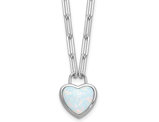 Lab Created Opal Heart Paperclip Pendant Necklace in Sterling Silver with Chain