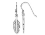 Sterling Silver Polished Dangle Feather Earrings