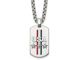 Mens Stainless Steel USA and Stars Dog Tag Pendant Necklace with Chain