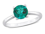 1.15 Carat (ctw) Lab-Created Green Emerald Ring in Sterling Silver