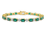 7.74 Carat (ctw) Lab-Created Emerald Bracelet in Yellow Plated Sterling Silver (7.25 Inches)