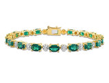 7.74 Carat (ctw) Lab-Created Emerald Bracelet in Yellow Plated Sterling Silver (7.25 Inches)