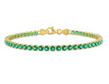 4.59 Carat (ctw) Lab-Created Emerald Tennis Bracelet in Yellow Plated Sterling Silver (7.25 Inches)