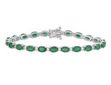 9.46 Carat (ctw) Natural Oval-Cut Emerald and Diamond Bracelet in 14K White Gold